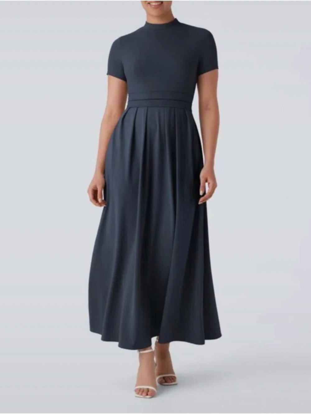 HALARA Black Short-Sleeve Maxi Dress NWT
